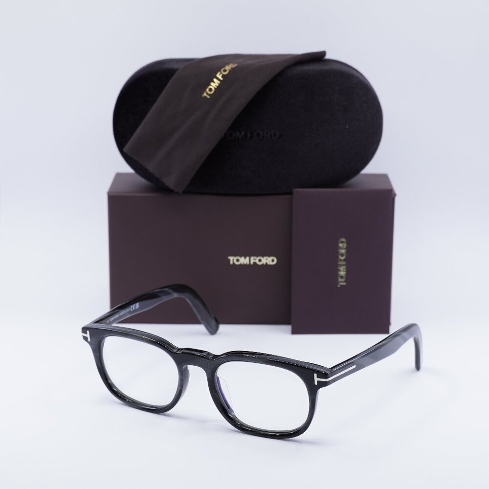 Tom Ford FT5930-D-B 063 Rectangle Eyeglasses 52mm - Black Horn